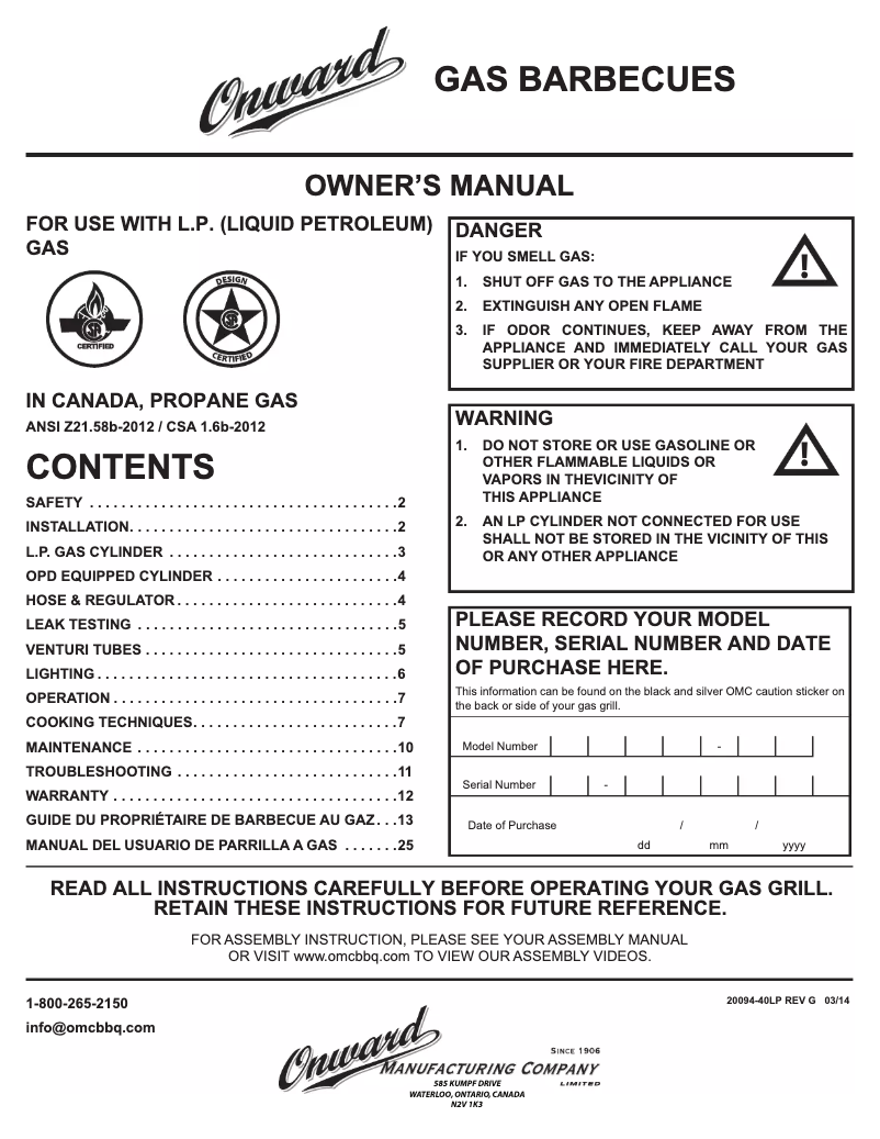 Página nº 1 - Manual de usuario Broil King Baron 590