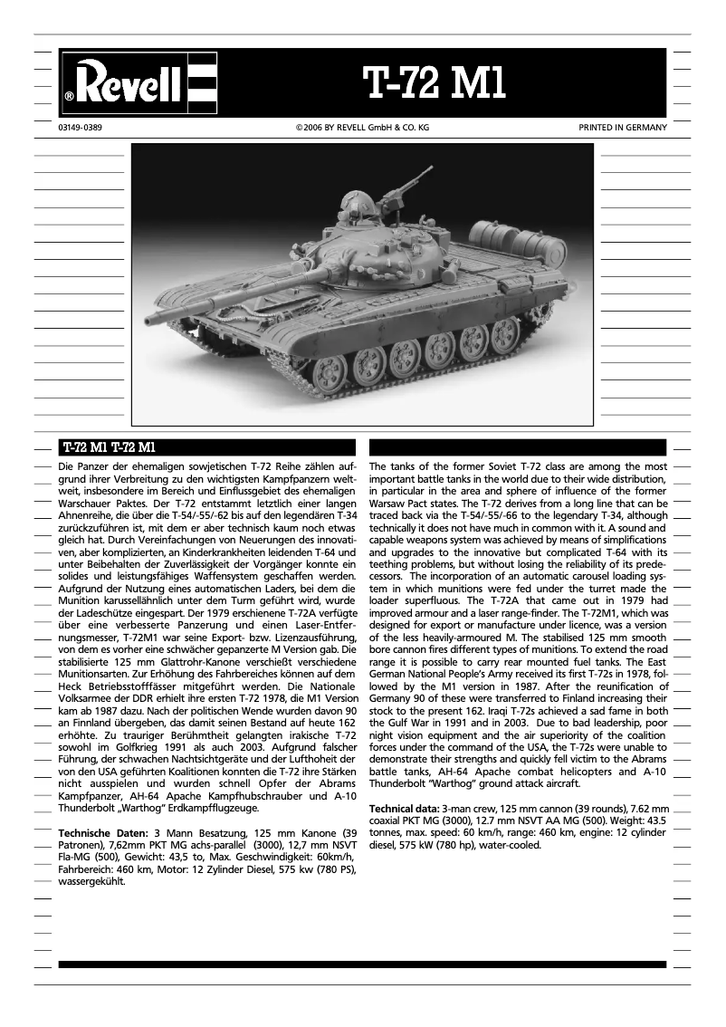 Imagen de la primera página del manual del dispositivo T-72 M1
