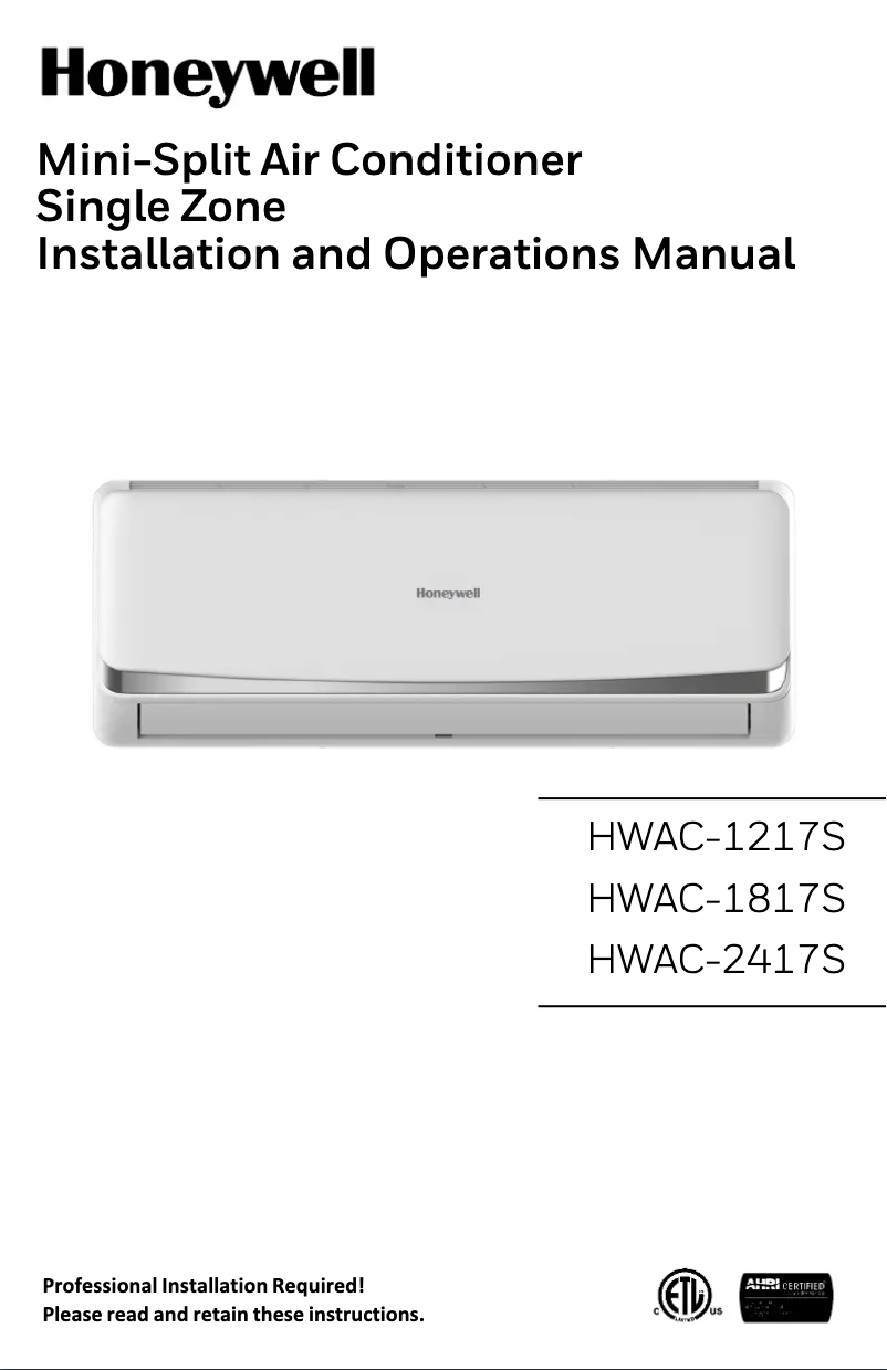 Página 1 del manual Manual de usuario Honeywell HWAC-1217S