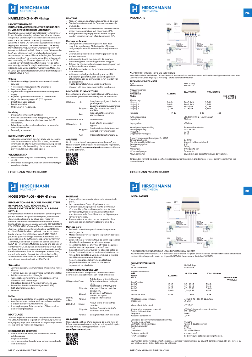 Imagen de la primera página del manual del dispositivo HMV 41 shop