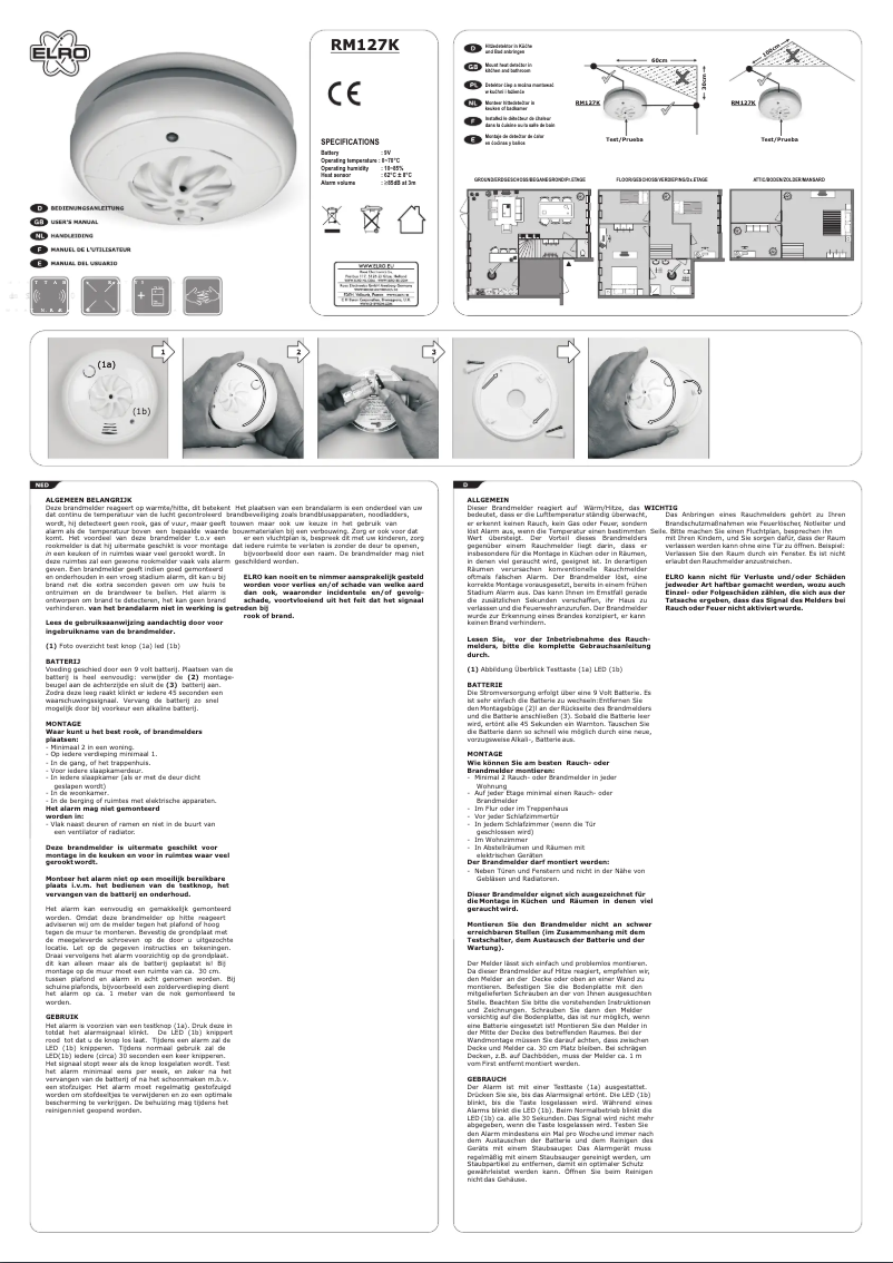 Página 1 del manual Manual de usuario Elro RM127K