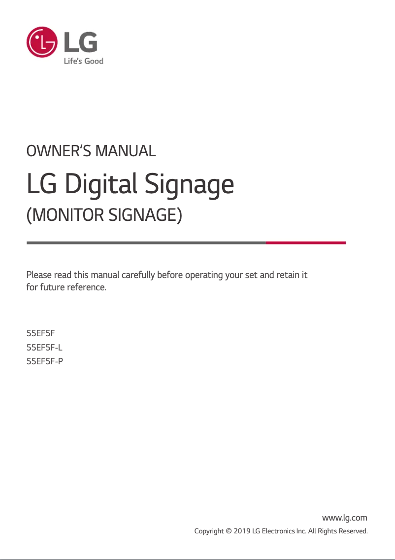 Imagen de la primera página del manual del dispositivo 55EF5F-P