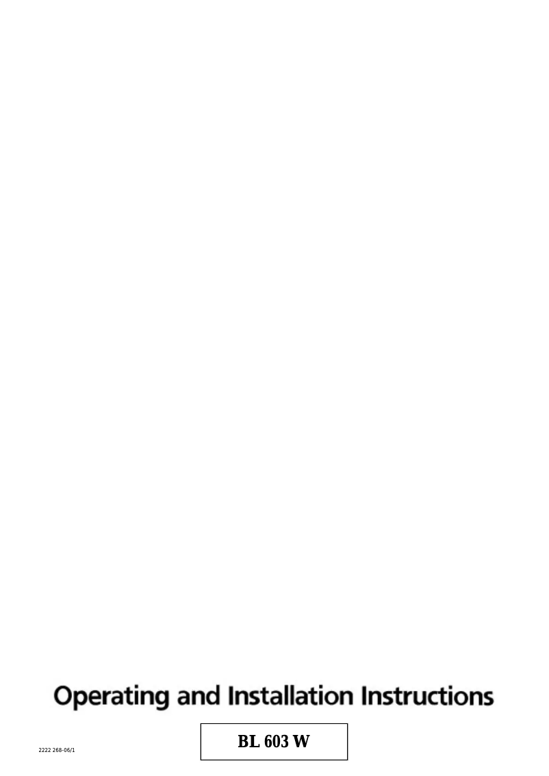 Imagen de la primera página del manual del dispositivo BL603W