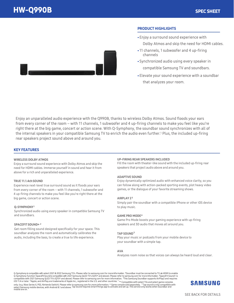 Imagen de la primera página del manual del dispositivo HW-Q990B