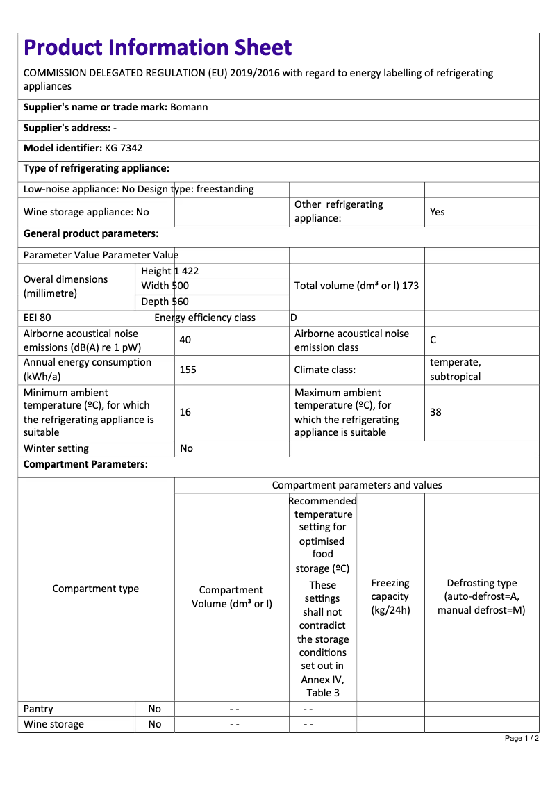 Imagen de la primera página del manual del dispositivo KG 7342