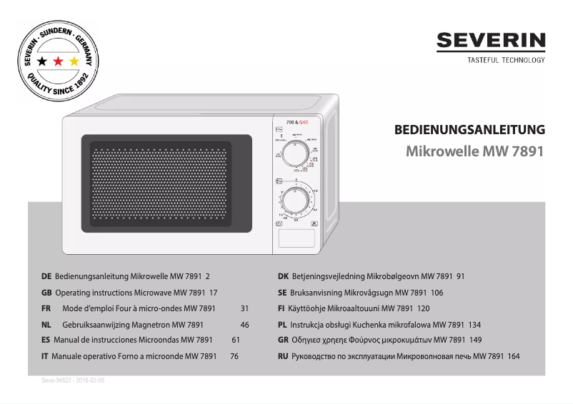 Página 1 del manual Manual de usuario Severin MW 7891