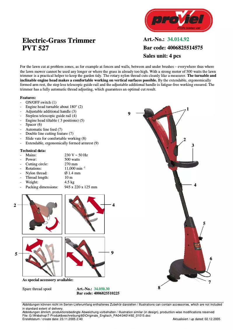 Imagen de la primera página del manual del dispositivo PVT 527