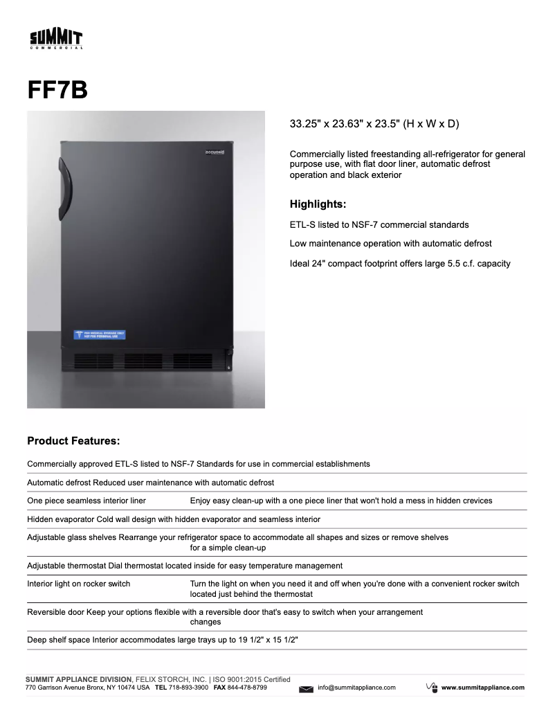 Página 1 del manual Folleto Summit FF7