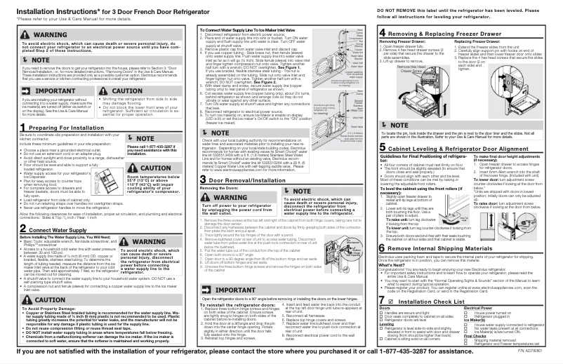 Página 1 del manual Guía de instalación Frigidaire FRFS282LAF