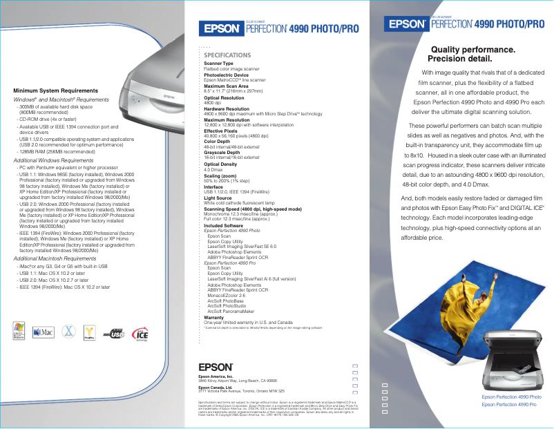 Imagen de la primera página del manual del dispositivo Perfection 4990 Pro