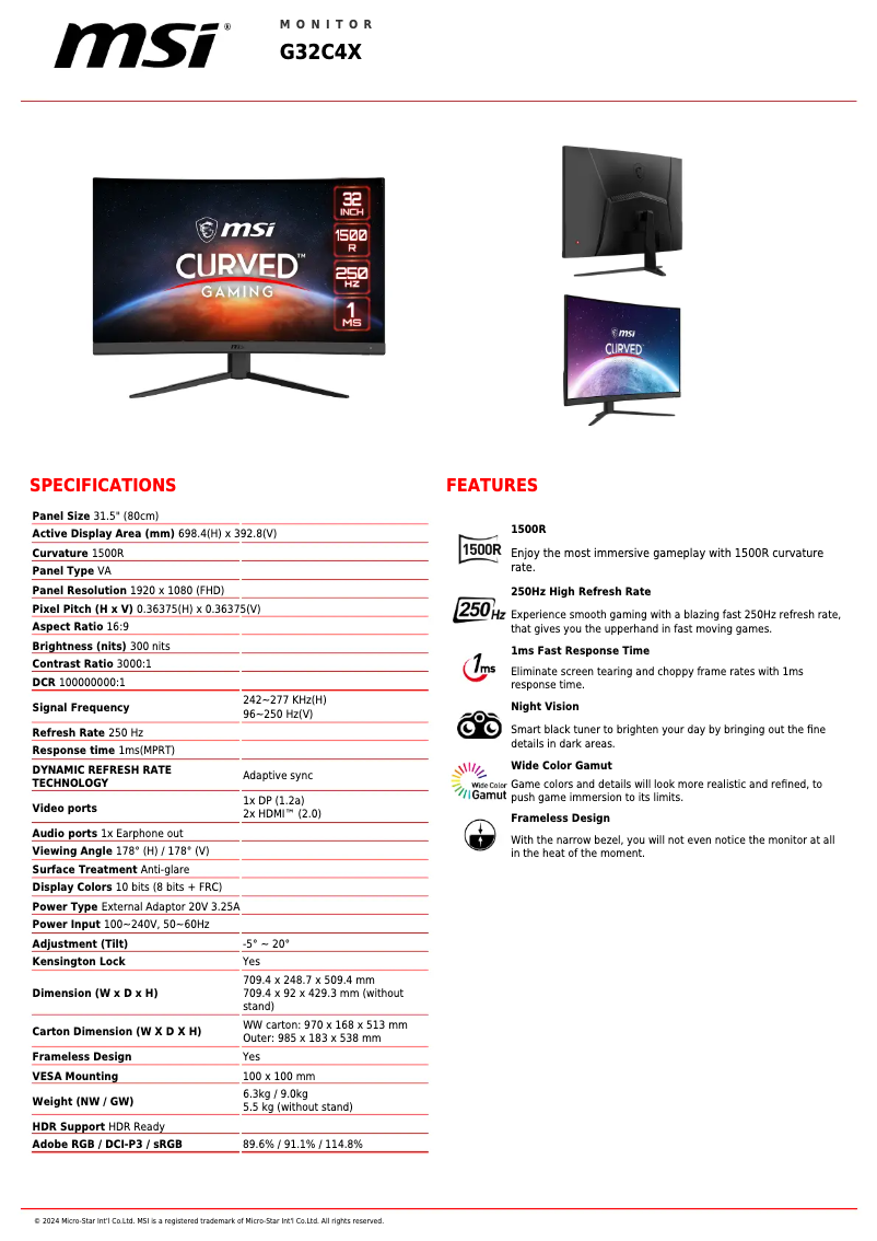 Página nº 1 - Ficha técnica MSI G32C4X