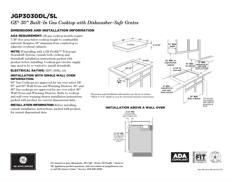 Imagen de la primera página del manual del dispositivo JGP3030DLWW