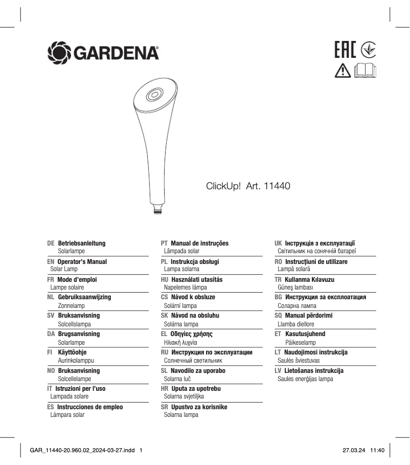 Imagen de la primera página del manual del dispositivo ClickUp! 11440