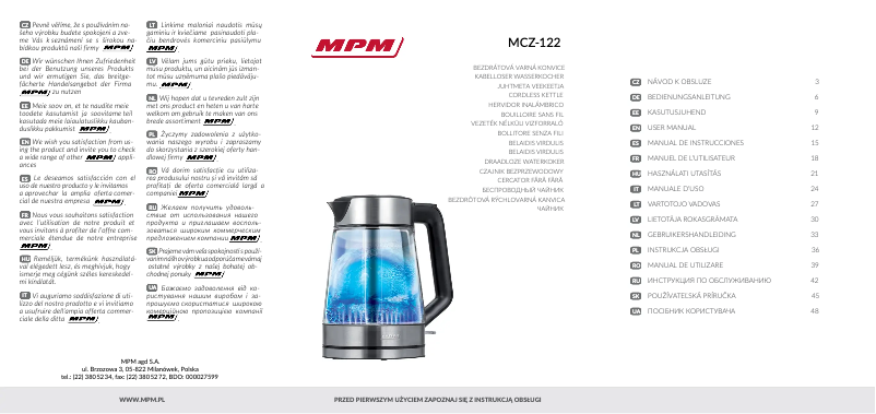 Imagen de la primera página del manual del dispositivo MCZ-122