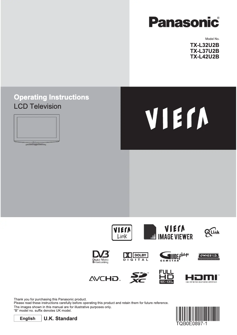 Página 1 del manual Manual de usuario Panasonic Viera TX-L32U2B