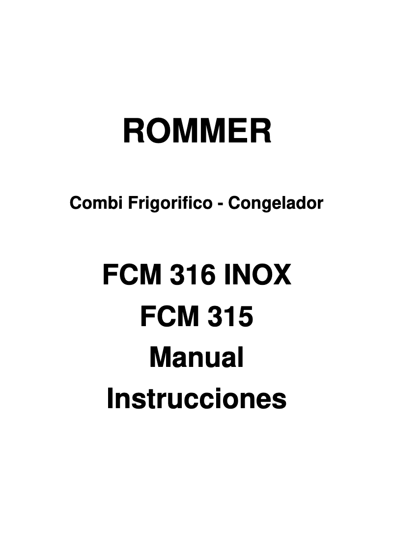Página 1 del manual Manual de usuario Rommer FCM 316 INOX