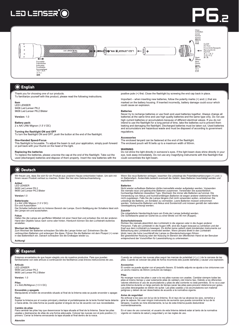 Imagen de la primera página del manual del dispositivo P6 Speed Focus