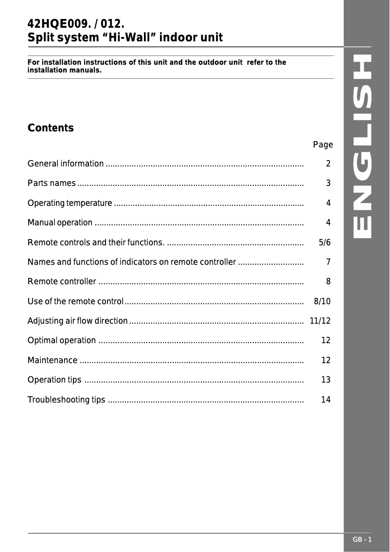 Imagen de la primera página del manual del dispositivo 42HQE012