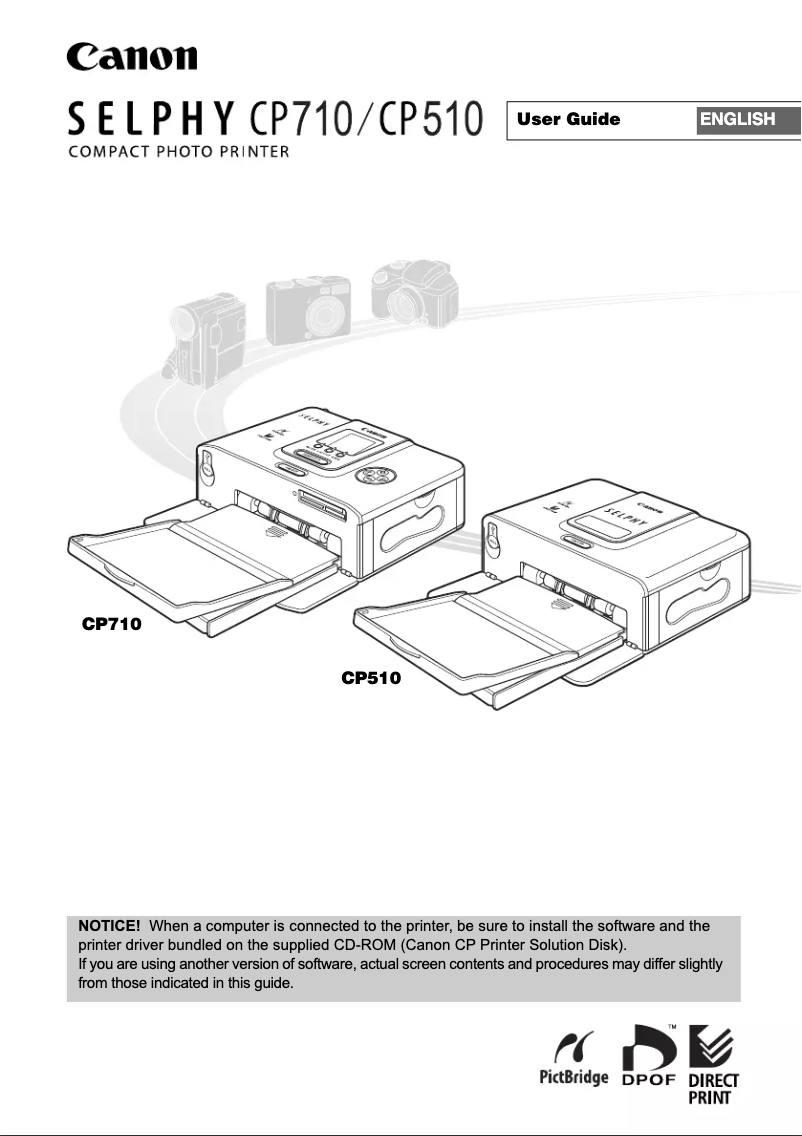 Imagen de la primera página del manual del dispositivo Selphy CP510
