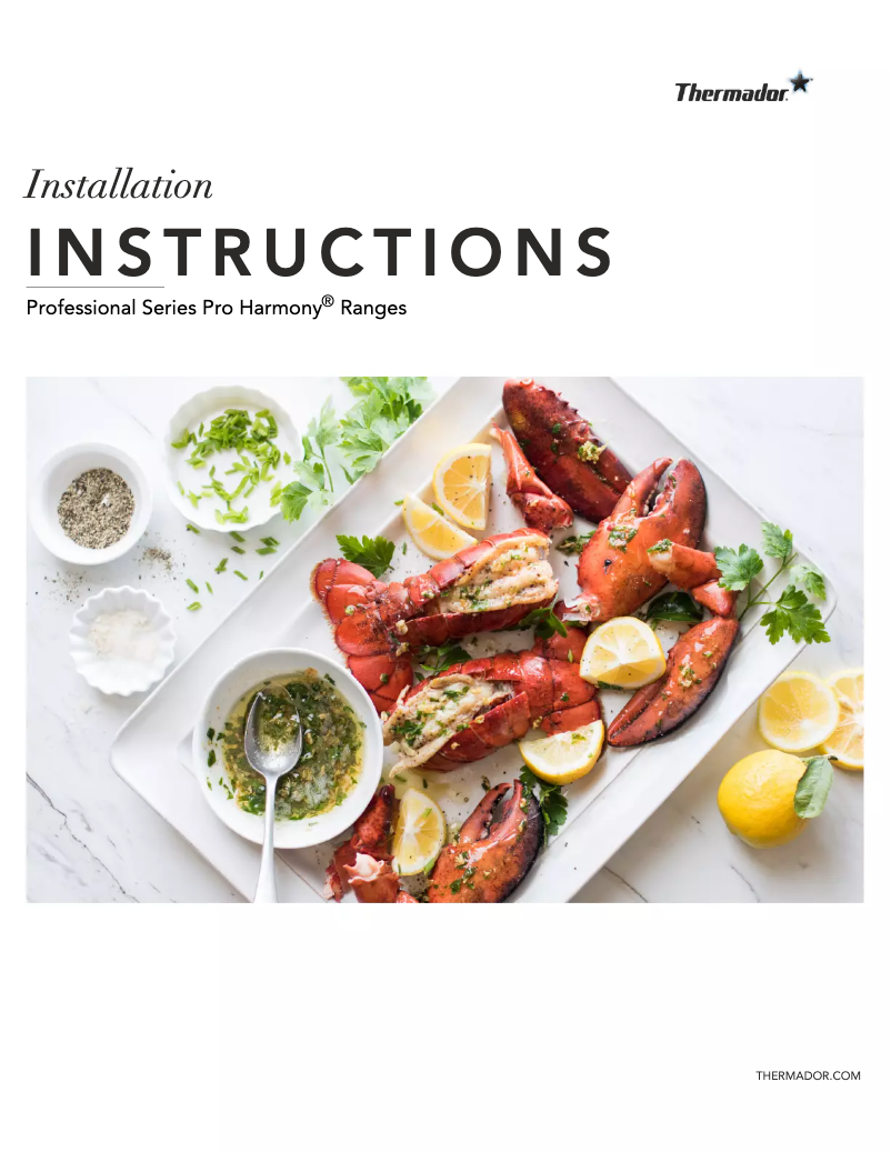 Página 1 del manual Guía de instalación Thermador PRG486WLH