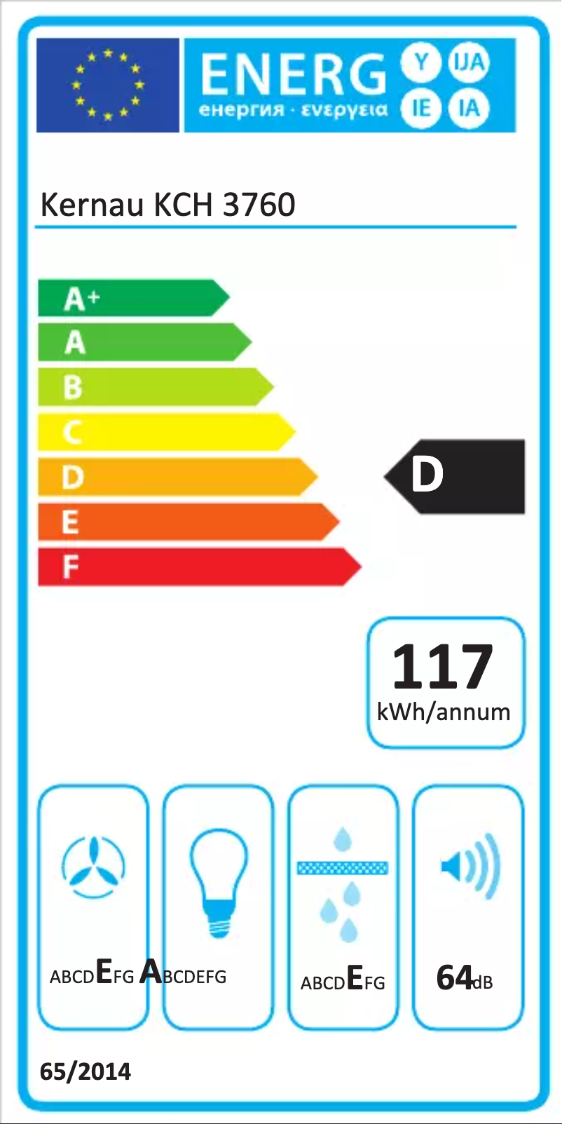 Página 1 del manual Etiqueta energética Kernau KCH 3760 BAL