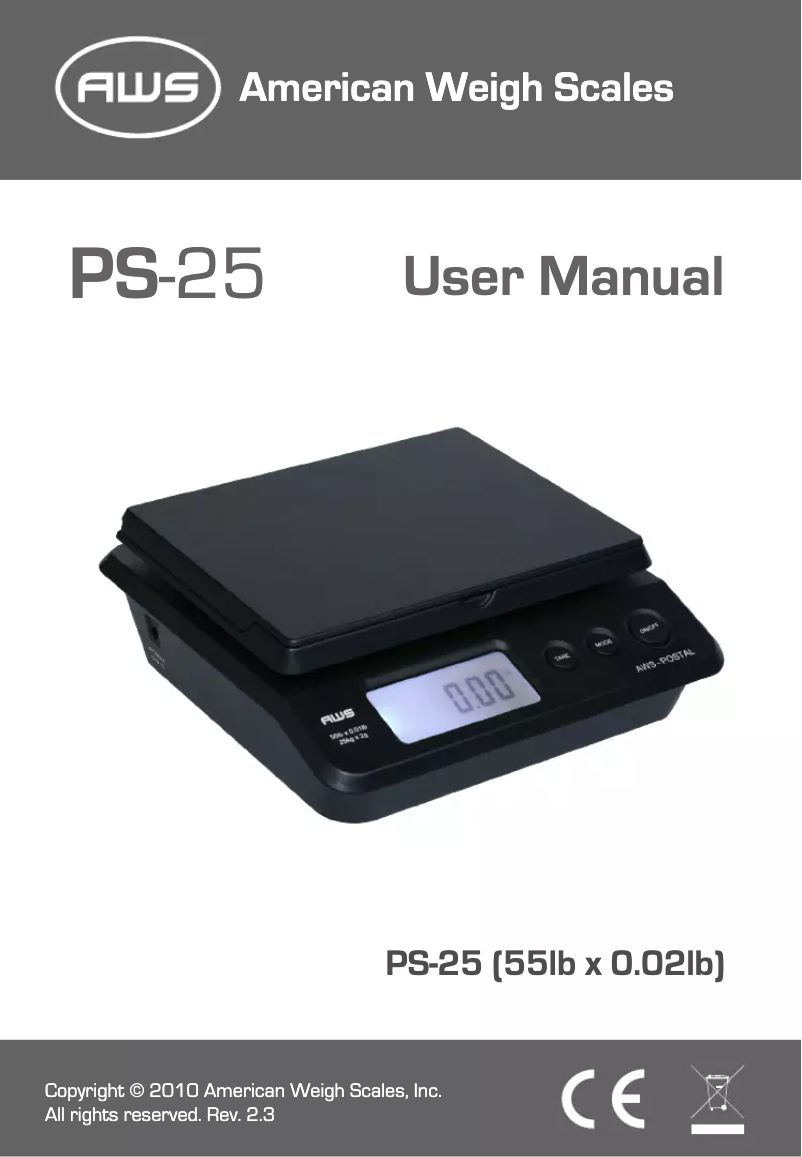 Página 1 del manual Manual de usuario American Weigh Scales PS 25