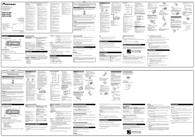 Imagen de la primera página del manual del dispositivo MVH-S310BT