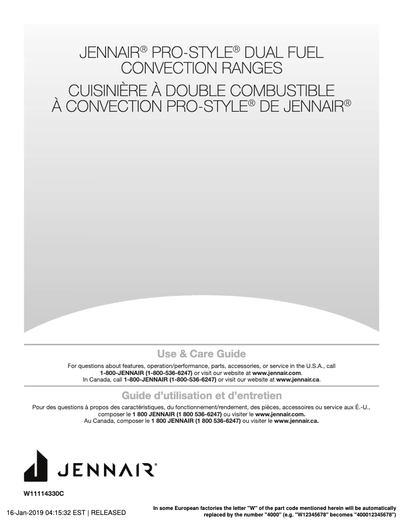 Página 1 del manual Manual de usuario JennAir JGRP536HL