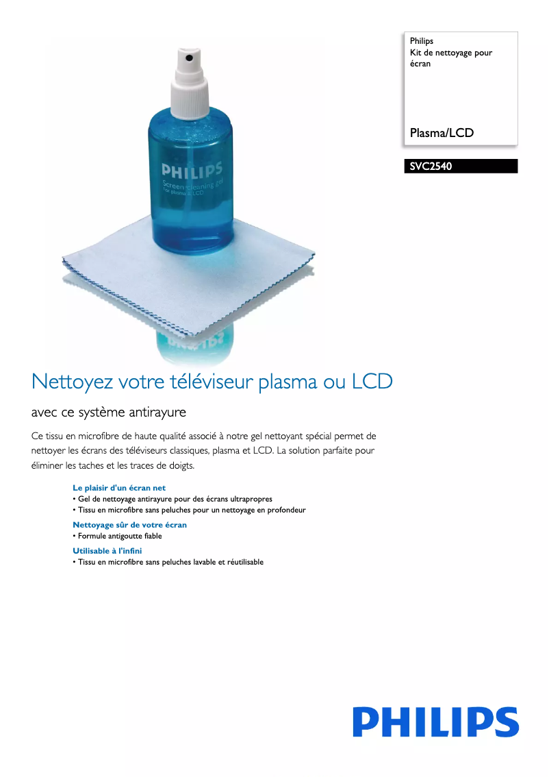 Página 1 del manual Ficha técnica Philips SVC2540