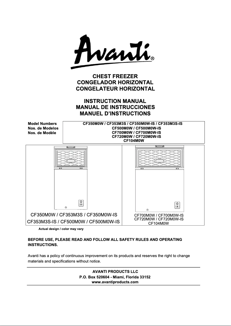 Imagen de la primera página del manual del dispositivo CF700M0W