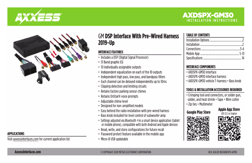 Imagen de la primera página del manual del dispositivo AXDSPX-GM30