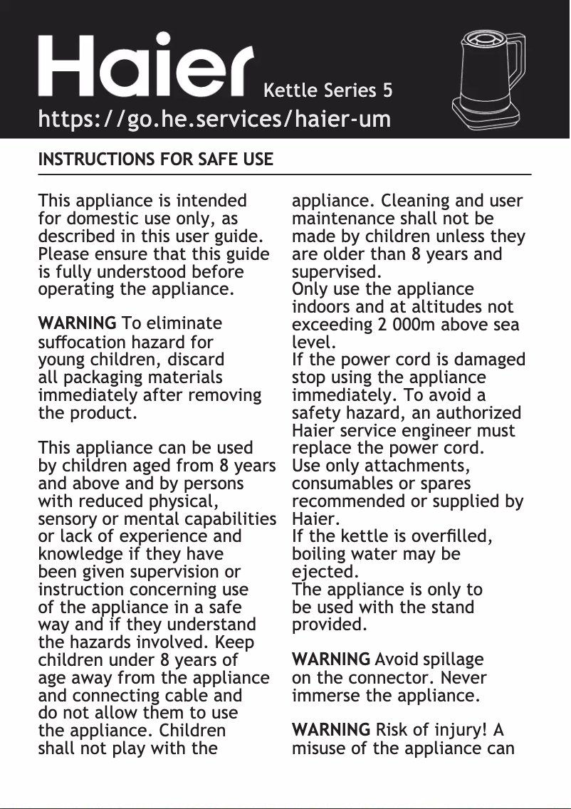 Imagen de la primera página del manual del dispositivo HKE5A 001