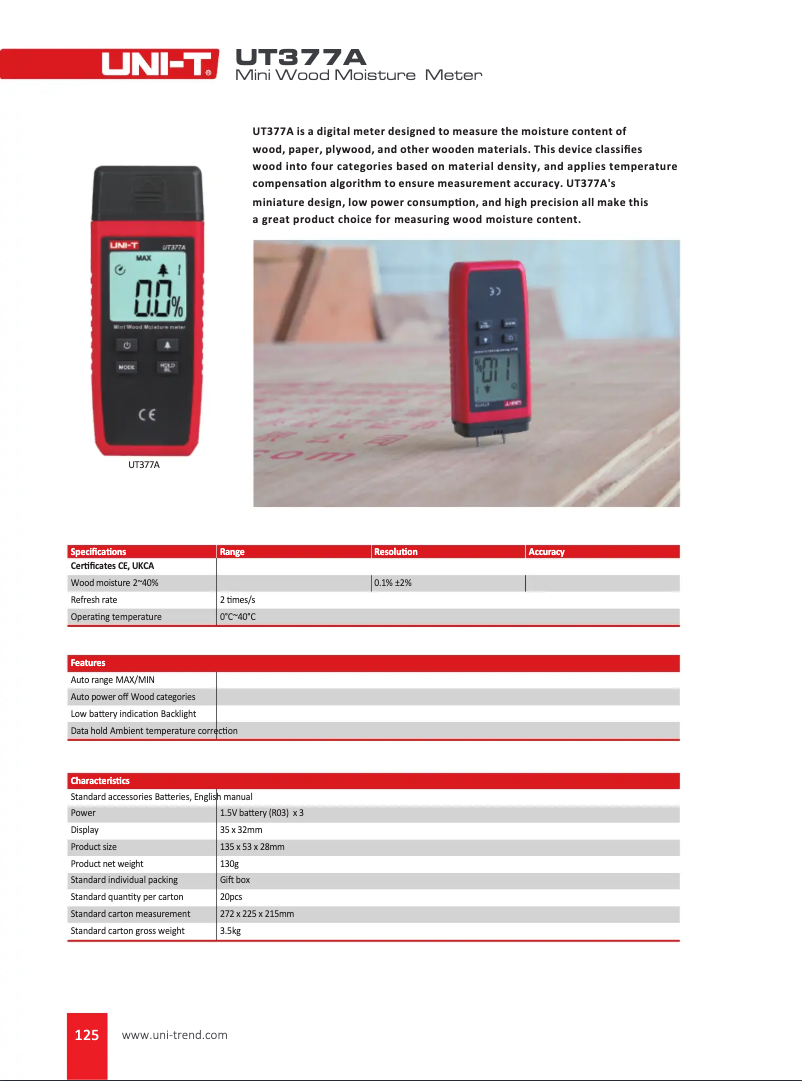 Imagen de la primera página del manual del dispositivo UT377A