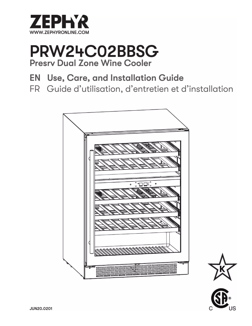 Página 1 del manual Guía de instalación Zephyr Presrv PRW24C02BBSG