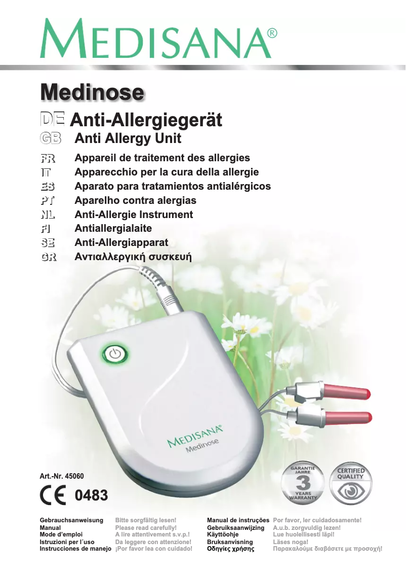 Imagen de la primera página del manual del dispositivo Medinose 45060