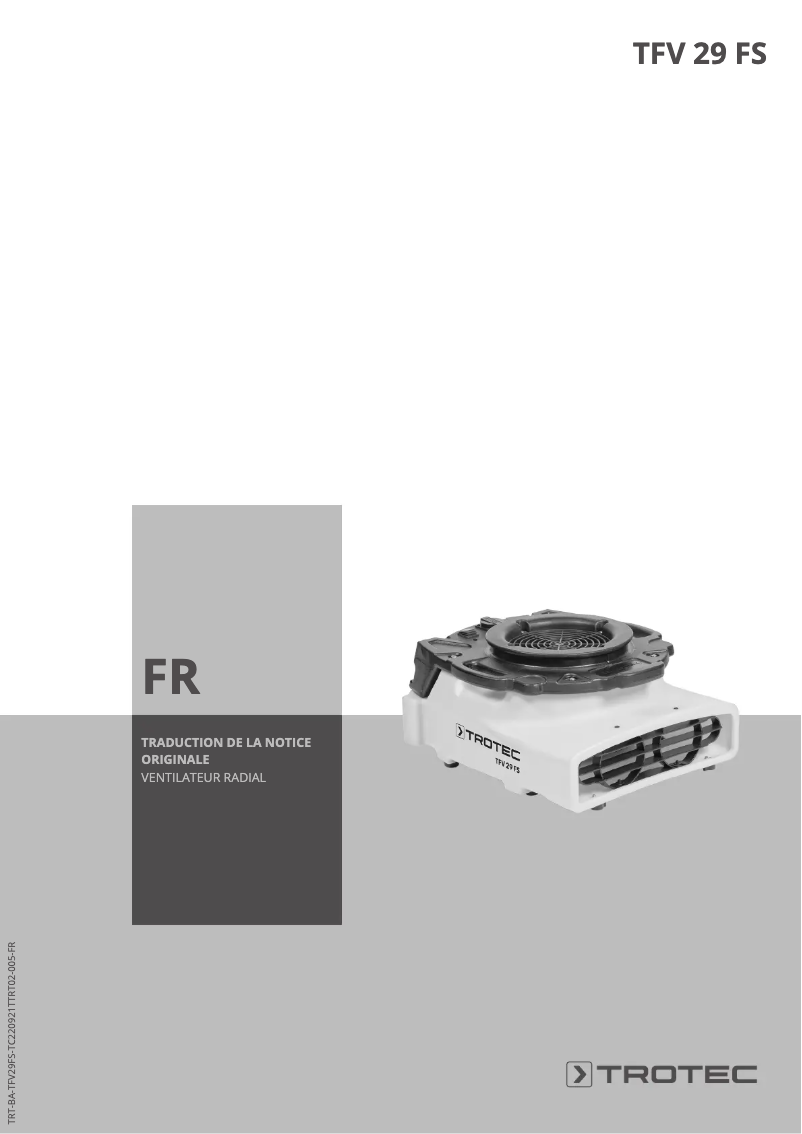 Imagen de la primera página del manual del dispositivo TFV 29 FS