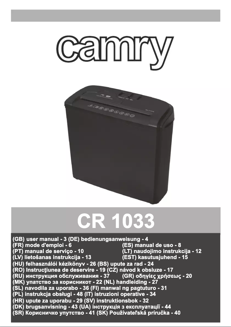 Página 1 del manual Manual de usuario Camry CR 1033