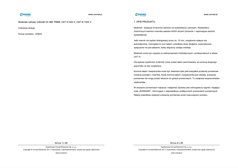 Página 1 del manual Manual de usuario Voltcraft VC880