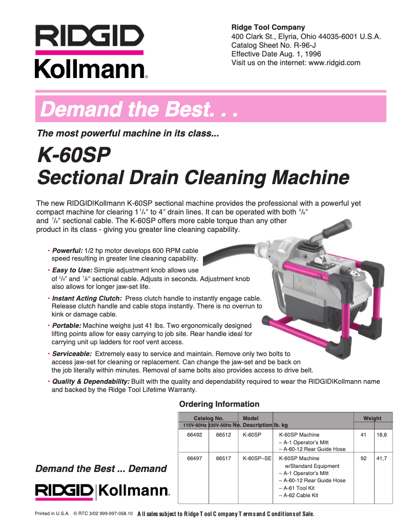 Imagen de la primera página del manual del dispositivo K-60SP