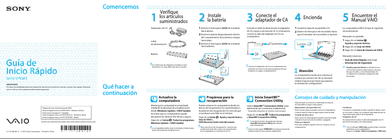 Imagen de la primera página del manual del dispositivo Vaio VPCW211AX