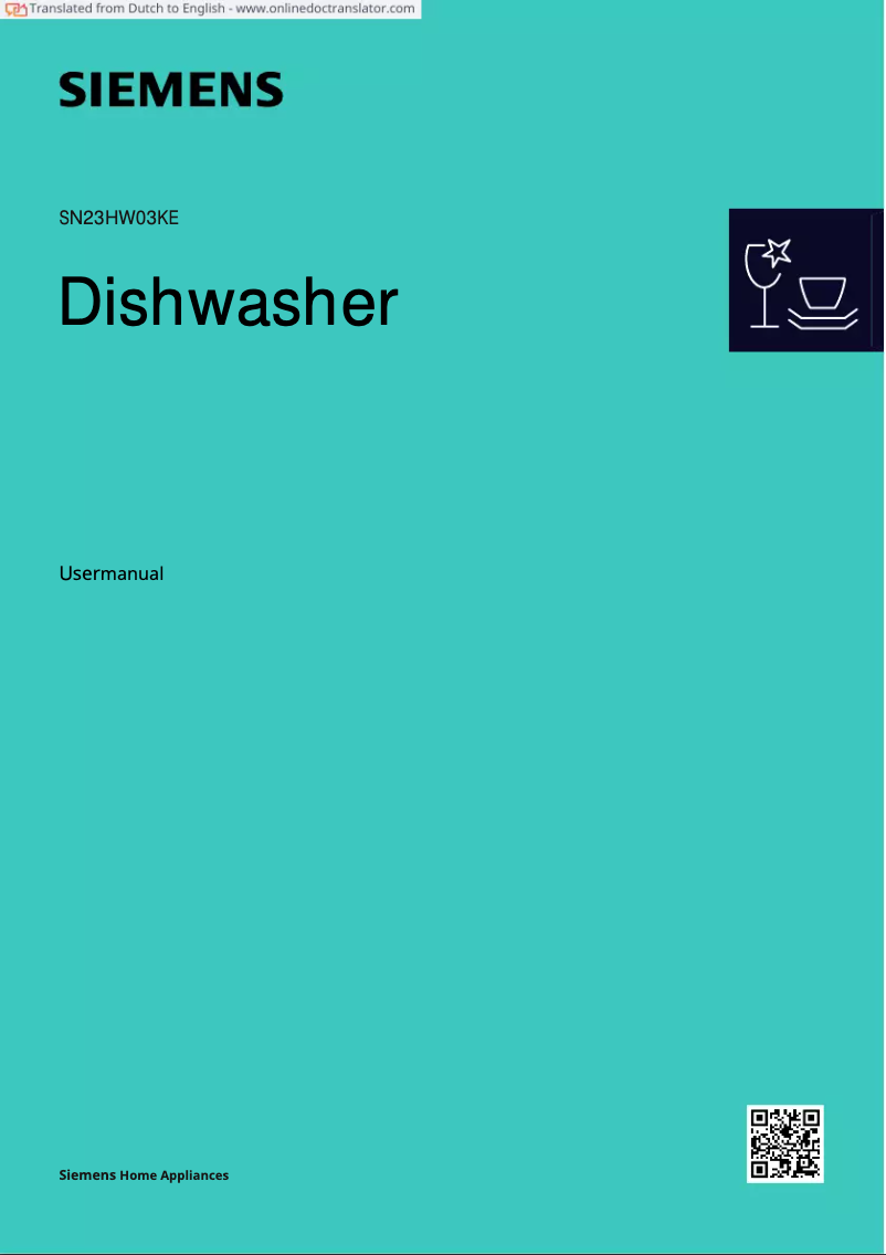 Imagen de la primera página del manual del dispositivo SN23HW03KE