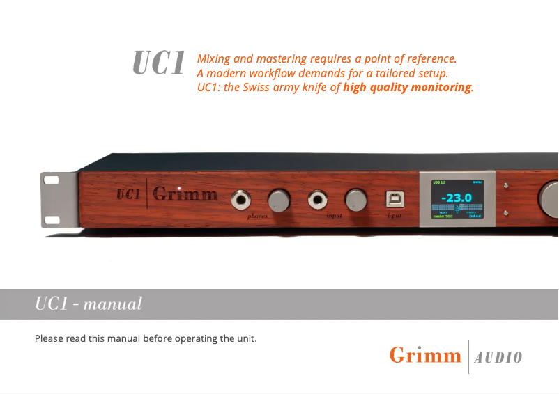 Página nº 1 - Manual de usuario Grimm Audio UC1