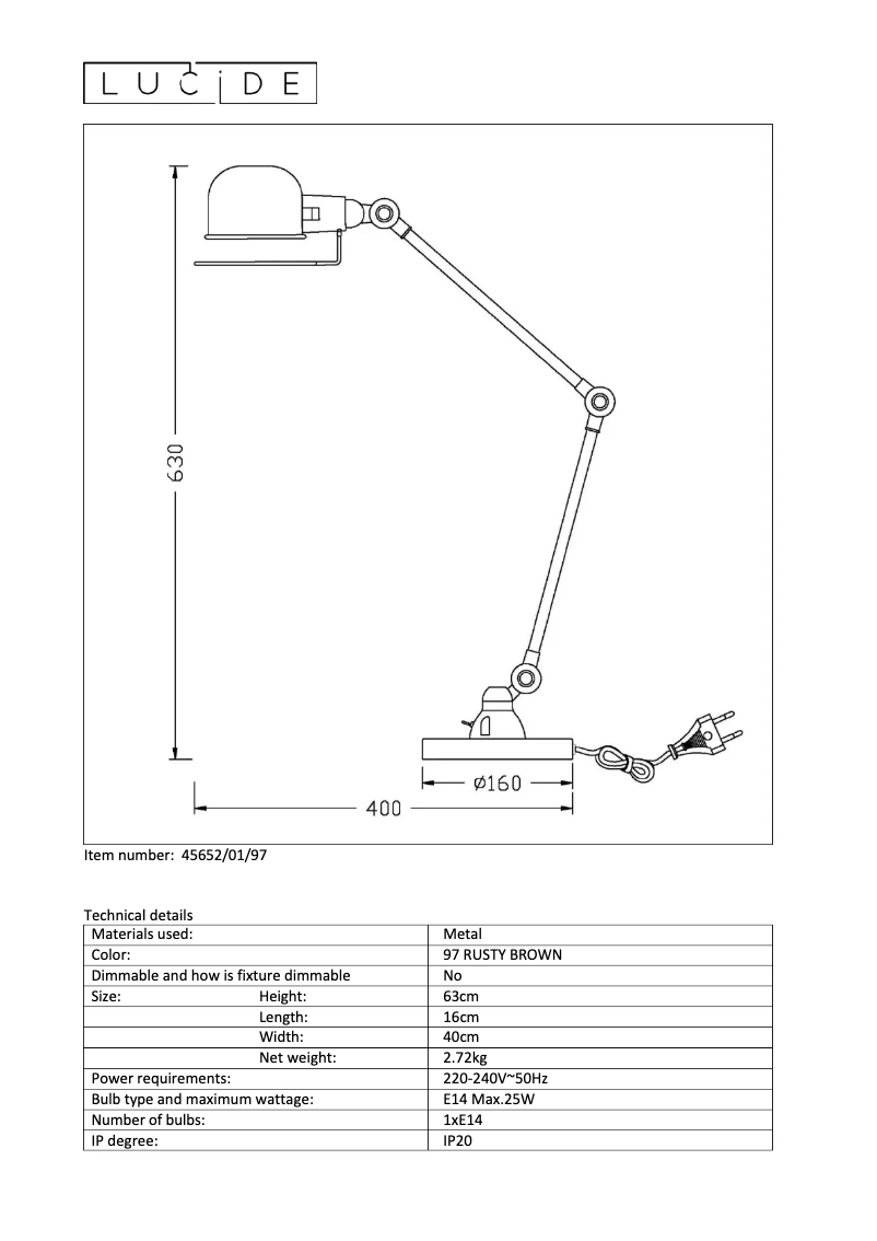Imagen de la primera página del manual del dispositivo Honore 45652/01/97