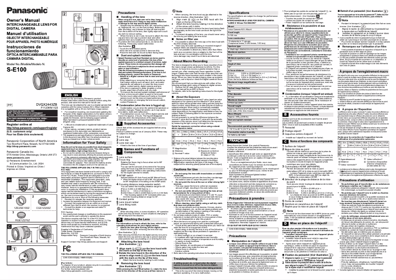 Página 1 del manual Manual de usuario Panasonic S-E100