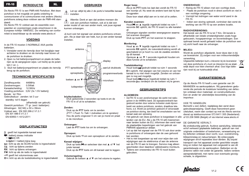 Página 1 del manual Manual de usuario Alecto FR-10