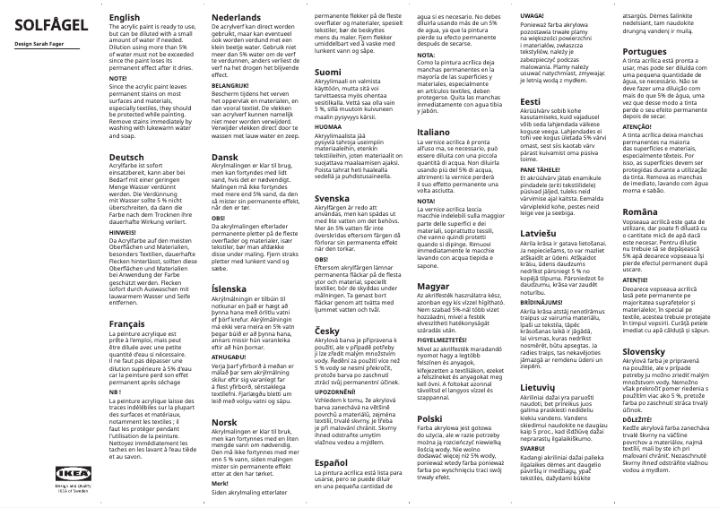 Página 1 del manual Manual de usuario Ikea SOLFÅGEL 705.442.39