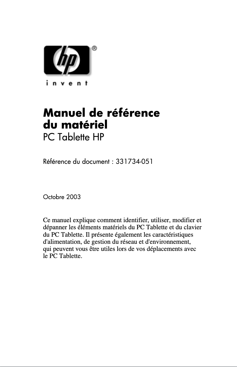 Página 1 del manual Manual de usuario HP Compaq TC1100