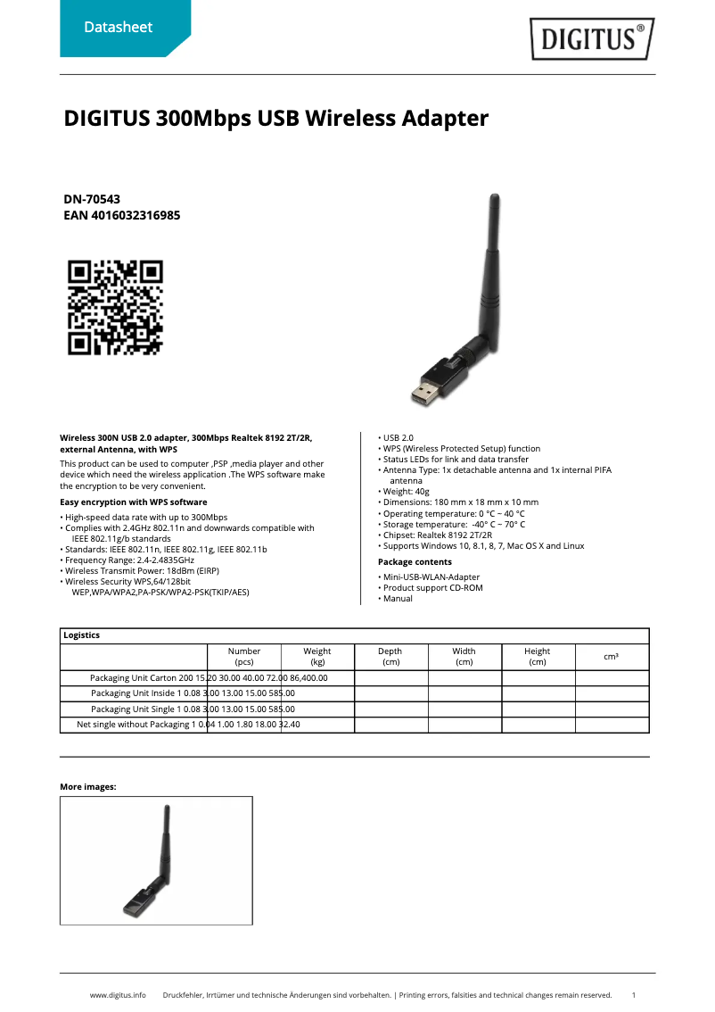 Página 1 del manual Ficha técnica Digitus DN-70543