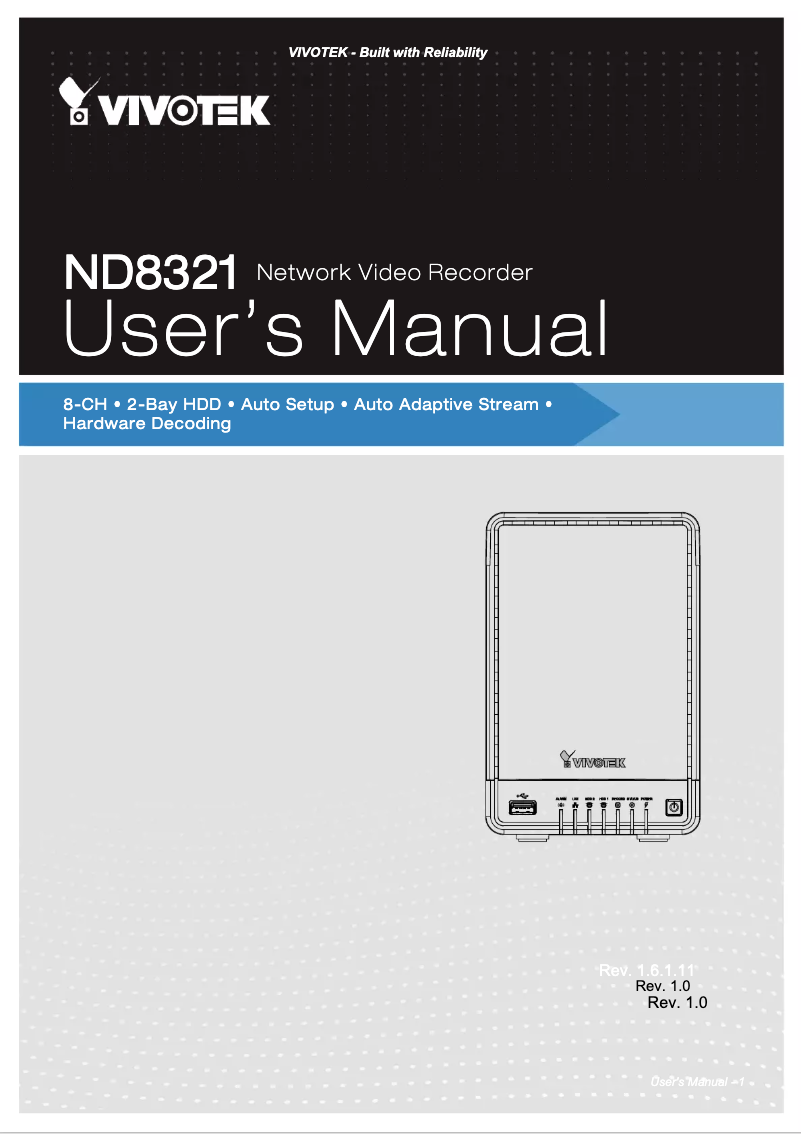 Página 1 del manual Manual de usuario Vivotek ND8321