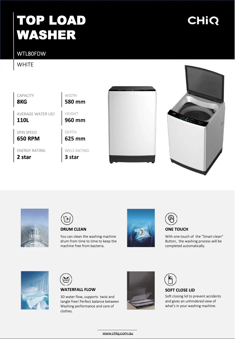 Imagen de la primera página del manual del dispositivo WTL80FDW